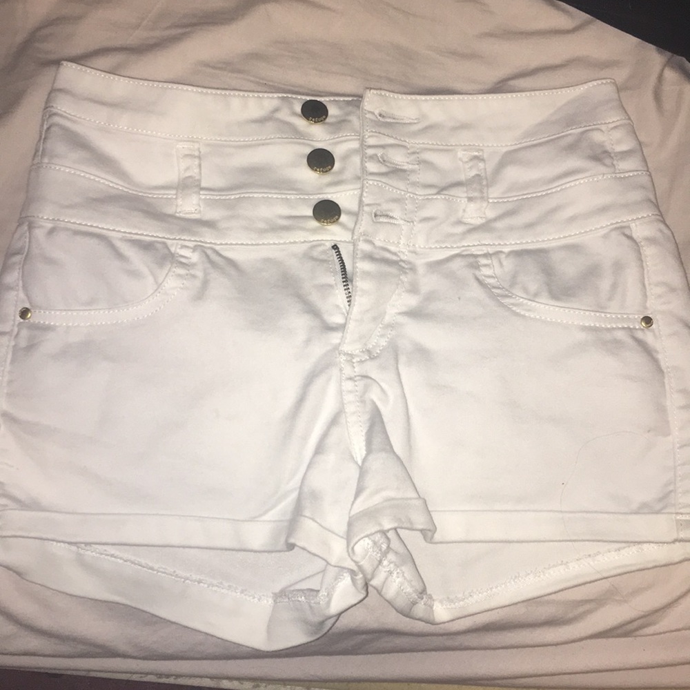 High Waisted White Shorts